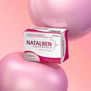 Caja de Natalben Lactancia mostrando el blíster con las cápsulas blandas de suplementación nutricional.