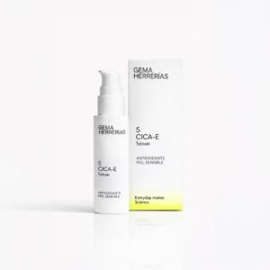 Envase de 30 ml del serum gh 5 CICA-E para piel sensible de Gema Herrerías, tratamiento reparador y calmante