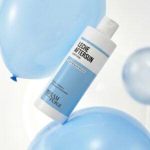 Envase familiar de 400 ml con dispensador de la Leche Aftersun de Miriam Pérez, emulsión calmante post-solar.