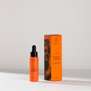 Envase de la Fórmula Antioxidante y Luminosidad SOD + Ferúlico del Dr. Arturo Alba, serum protector de rostro.