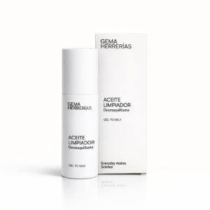 Envase de gh Aceite Limpiador y desmaquillante natural de Gema Herrerías, higiene facial al aceite.