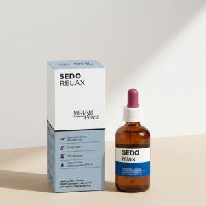 Frasco de Sedorelax 50 ml con cuentagotas, suplemento natural para la relajación.