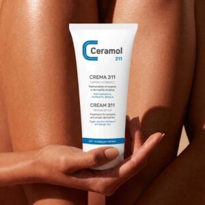 Envase de Ceramol Crema 311 de 200ml, crema reparadora para piel sensible y atópica.