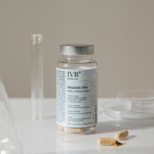 Bote de Metabolic Max de IVB Wellness, suplemento para el apoyo metabólico y control de glucosa.