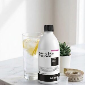 Botella de NHCO Aminoskin Celluven 500ml, complemento alimenticio para la circulación y piel de naranja.