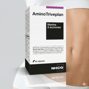 Caja de NHCO Aminotriveplan 84 cápsulas, suplemento para el control de peso metabólico.