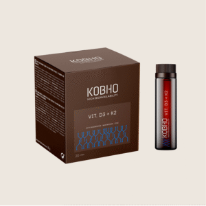 Bote de Vitamina D3 + K2 de Kobho Labs para el soporte óseo e inmunitario.