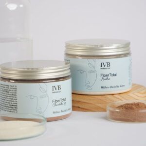 Bote de Fiber Total de IVB Wellness, suplemento de fibra prebiótica para el equilibrio intestinal.