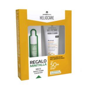 Envase de 50 ml de Heliocare 360° Acnimat Fluid SPF 50+, protector solar facial para piel grasa y acneica.
